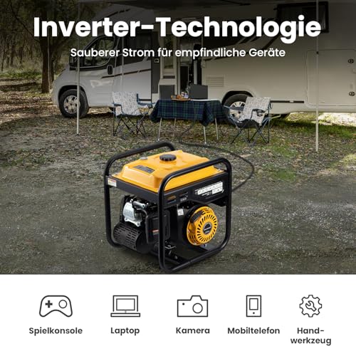 maXpeedingrods 3500W Leise Inverter Stromgenerator,Benzin Strom 4-Takt Motor Notstromaggregat for Hausversorgung Garage Werkstatt Baustelle,2x 230V 1x DC 12V Steckdose,LED-Anzeige - 4