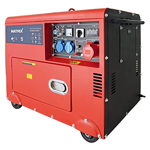 Matrix Notstromaggregat Stromerzeuger Stromaggregat Stromgenerator Diesel 400V silent leise AVR | PG 6000-D-silent | 5000 Watt | 1x400V und 2x230V und 1x12V | E-Start | 7,5PS | 418ccm |148kg - 2