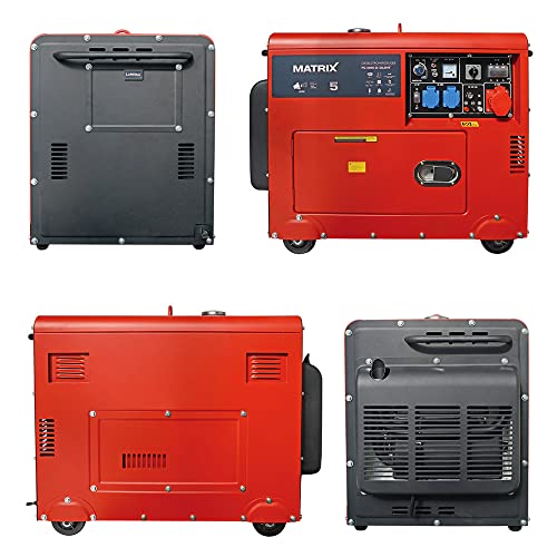 Matrix Notstromaggregat Stromerzeuger Stromaggregat Stromgenerator Diesel 400V silent leise AVR | PG 6000-D-silent | 5000 Watt | 1x400V und 2x230V und 1x12V | E-Start | 7,5PS | 418ccm |148kg - 4
