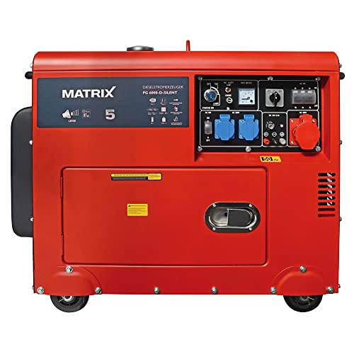 Matrix Notstromaggregat Stromerzeuger Stromaggregat Stromgenerator Diesel 400V silent leise AVR | PG 6000-D-silent | 5000 Watt | 1x400V und 2x230V und 1x12V | E-Start | 7,5PS | 418ccm |148kg - 5