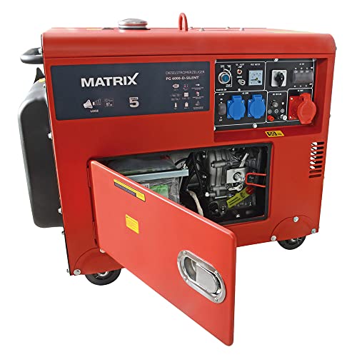 Matrix Notstromaggregat Stromerzeuger Stromaggregat Stromgenerator Diesel 400V silent leise AVR | PG 6000-D-silent | 5000 Watt | 1x400V und 2x230V und 1x12V | E-Start | 7,5PS | 418ccm |148kg - 8