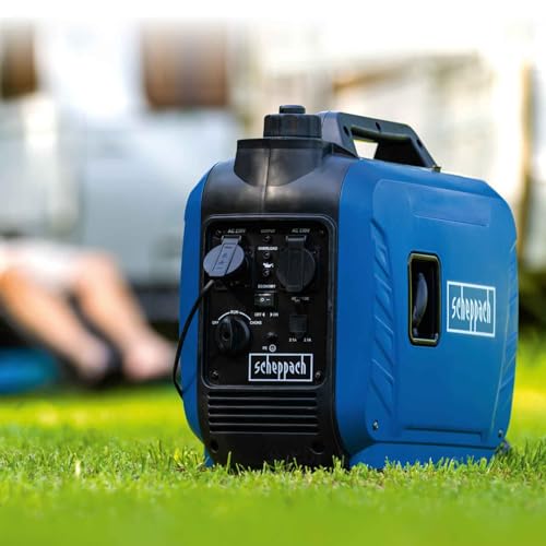 Scheppach Inverter Benzin Stromerzeuger SG2500i Stromgenerator Notstromaggregat | mit Invertertechnik für sensibler Elektronik | 2000W Leistung | Steckdosen 2x 230V / 2x USB Typ A | 64,1dB Generator - 2