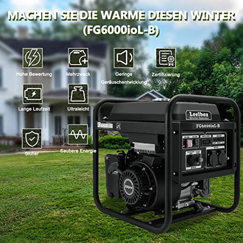 Leelbox Inverter Stromgenerator,22500Wh/5500W Benzin 4 Takt mit zwei 230V Steckdosen Notstromaggregat Benzin leise, Stromerzeuger hausversorgung für Garten, Outdoor, Camping,Reise Garage Wohnwagen - 2