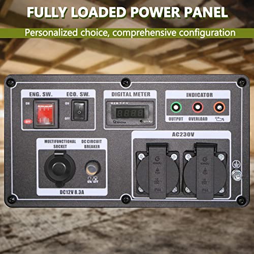 Leelbox Inverter Stromgenerator,22500Wh/5500W Benzin 4 Takt mit zwei 230V Steckdosen Notstromaggregat Benzin leise, Stromerzeuger hausversorgung für Garten, Outdoor, Camping,Reise Garage Wohnwagen - 5