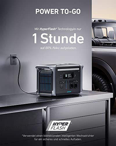 Anker 757 Power Station, tragbare Powerhouse 1229Wh, LiFePO4 Akku, Aufladen von 0-80% in 1 Std. 1500W Mobile Stromversorgung, 2 USB-C Anschlüsse 100W Max, LED-Licht für Camping, Wohnmobile, Ausfälle - 5