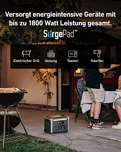 Anker 757 Power Station, tragbare Powerhouse 1229Wh, LiFePO4 Akku, Aufladen von 0-80% in 1 Std. 1500W Mobile Stromversorgung, 2 USB-C Anschlüsse 100W Max, LED-Licht für Camping, Wohnmobile, Ausfälle - 6