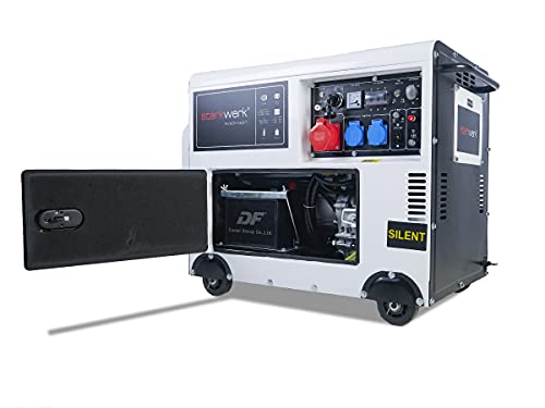 Diesel Stromerzeuger Notstromaggregat 5kW Nennleistung 8,8 PS Dieselmotor Silent Elektrostart mit Starterbatterie 2×230 V 1x 400V Stromgenerator Starkwerk SW 6000 D Silent - 2