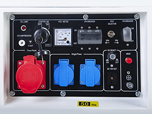 Diesel Stromerzeuger Notstromaggregat 5kW Nennleistung 8,8 PS Dieselmotor Silent Elektrostart mit Starterbatterie 2×230 V 1x 400V Stromgenerator Starkwerk SW 6000 D Silent - 4